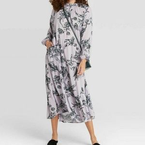 Soft Floral Tiered Midi Dress Purple A New Day NWT